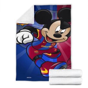 Barcelona Mickey Fleece Blanket For Soccer Fans 7