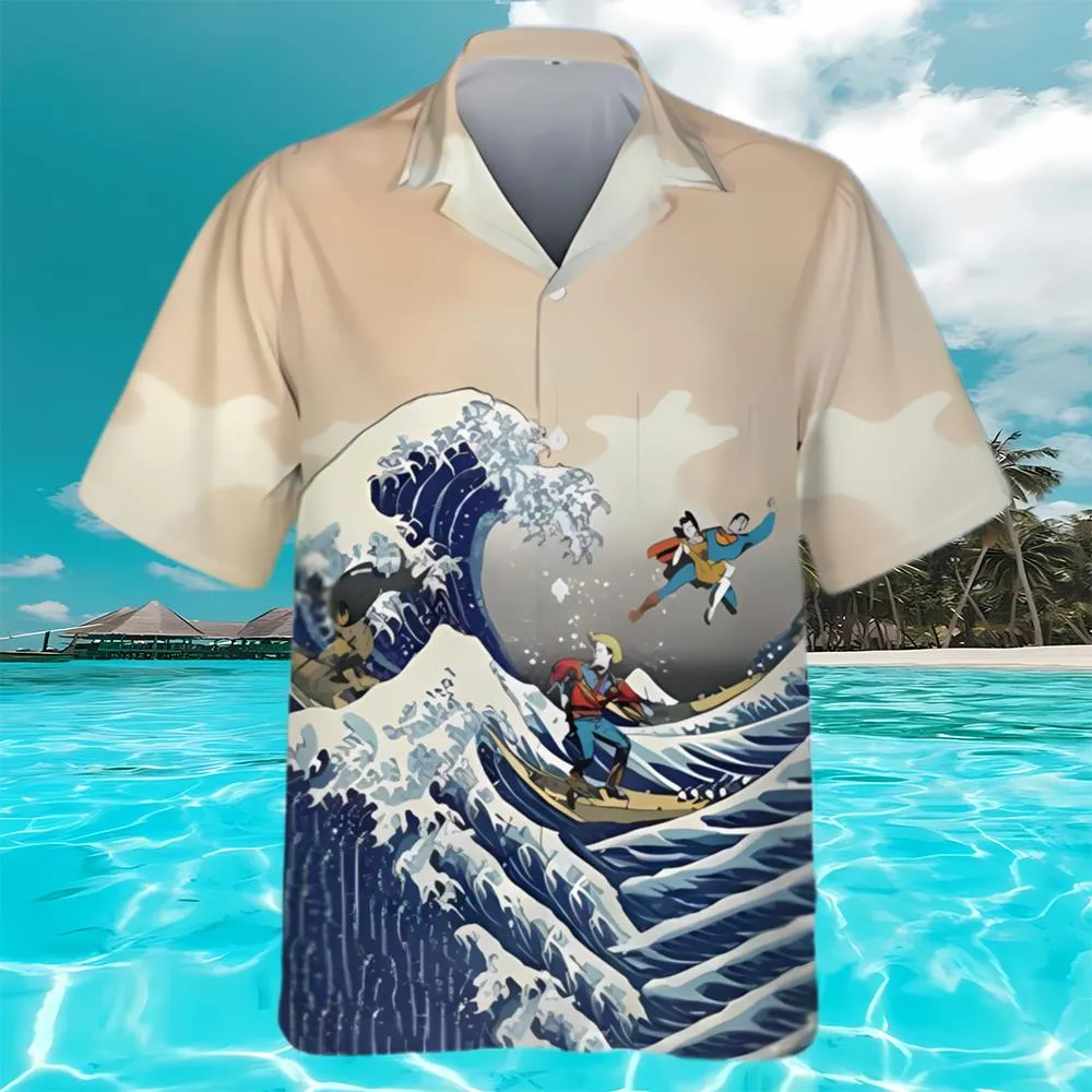 Batman And Superman Beach Surfing Hawaiian Shirt