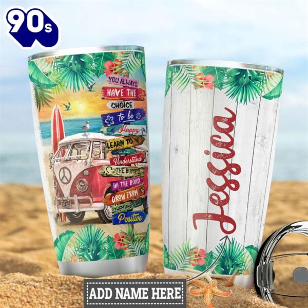 Beach Hippie Van Personalized Tumbler