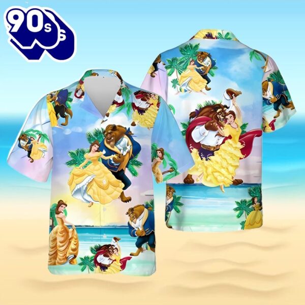 Beauty And The Beast Palm Tree Beach Vibes Summer Vacation 3d Hawaii Shirt