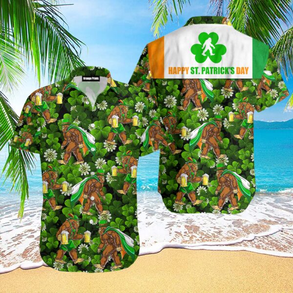 Bigfoot Irish St Patricks Day Aloha Hawaiian Shirts