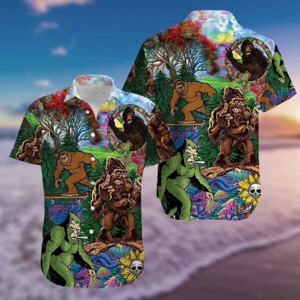 Bigfoot Wild Free Hippie Hawaiian Shirt – Beachwear For Men – Gifts For Young Adults