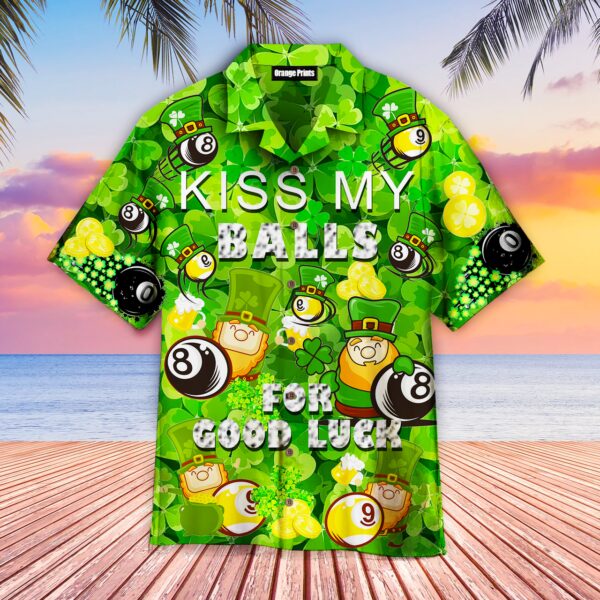 Billard Kiss My Balls For Good Luck Saint Patricks Day Aloha Hawaiian Shirts