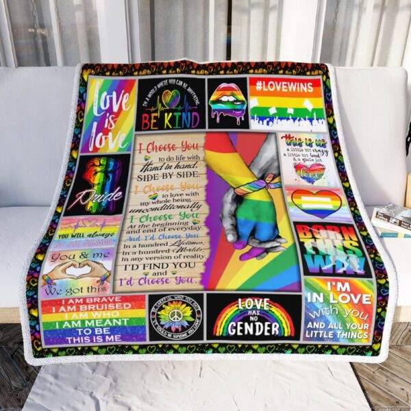 Blanket For Lgbt, Pride Blanket Love Is Love Rainbow Blankets For Couple Gay Man, Love Has No Gender Blankets