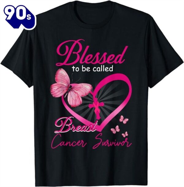 Blessed To Be Called Breast Cancer Survivor Pink Butterfly Shirt