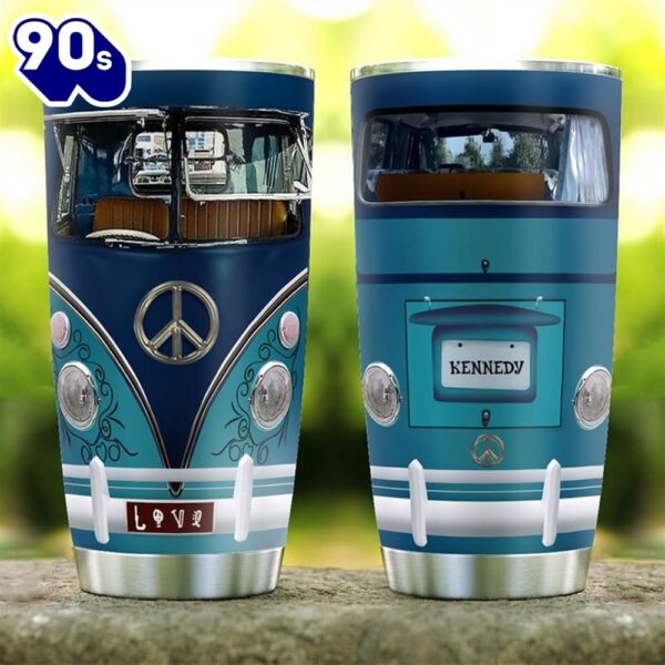 Blue Retro Hippie Van Personalized Gift For Lover Day Travel Tumbler