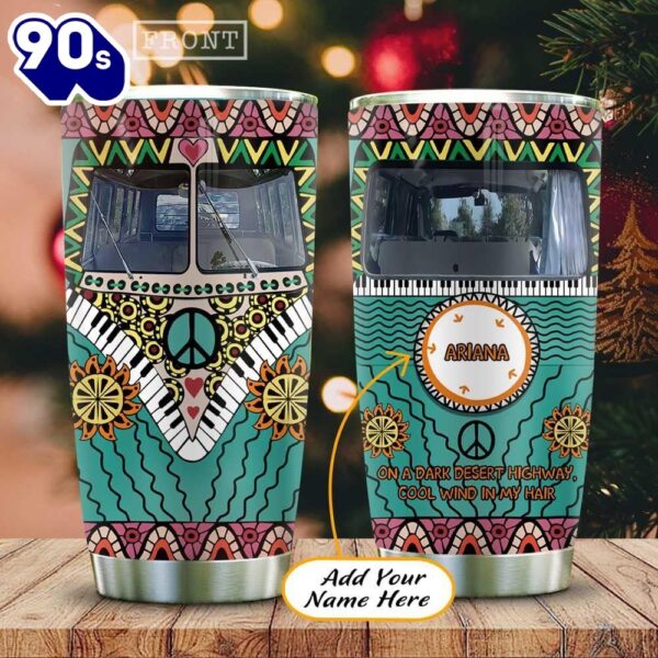 Boho Pattern Cartoon Hippie Van Personalized Tumbler