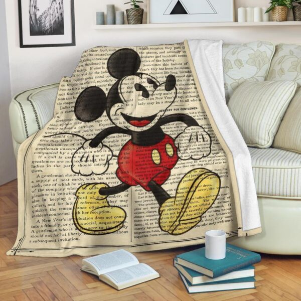 Book Page Mickey Fleece Blanket For Bedding Decor