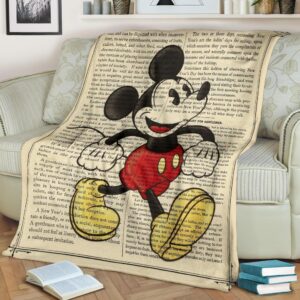 Book Page Mickey Fleece Blanket For Bedding Decor Fans 2