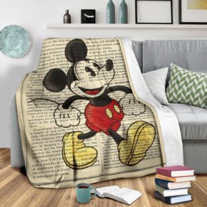 Book Page Mickey Fleece Blanket For Bedding Decor Fans 3