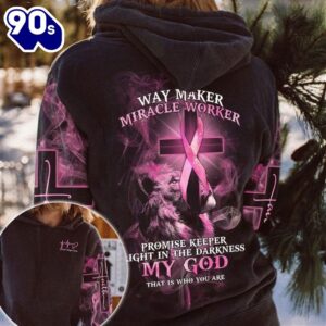 Breast Cancer Awareness 3D All Over Print Shirts Pink Ribbon Lion Cross Way Maker Miracle Worker Promise Keeper