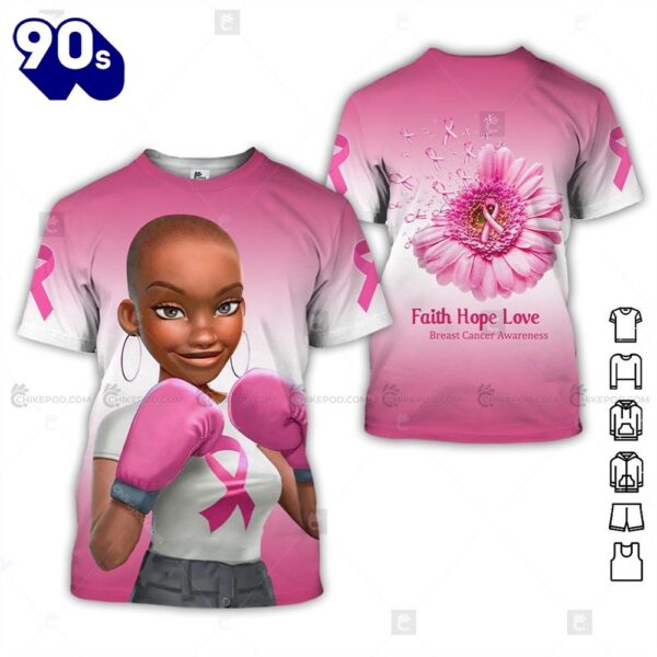 Breast Cancer Black Girl Fighting – Breast Cancer Awareness 3D All Over Print Shirt