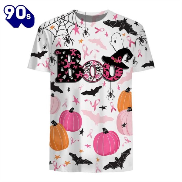 Breast Cancer Boo Pumpkin Halloween – Breast Cancer Awareness 3D All Over Print Shirt