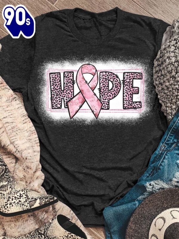 Breast Cancer HOPE Leopard Bleached Style – Breast Cancer Awareness Shirt