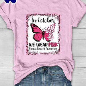 Breast Cancer In October We Wear Pink Bleached – Breast Cancer Awareness Shirt