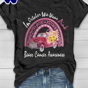 Breast Cancer In October We Wear Pink Rainbow Vintage – Breast Cancer Awareness Shirt