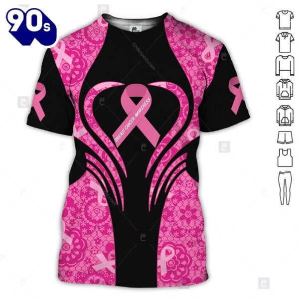 Breast Cancer Pink Flower Pattern – Breast Cancer Awareness 3D All Over Print Shirt