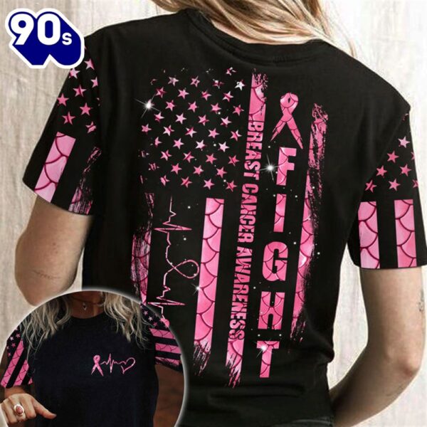 Breast Cancer Shirts Mermaid Breast Cancer Awareness Vintage American Flag