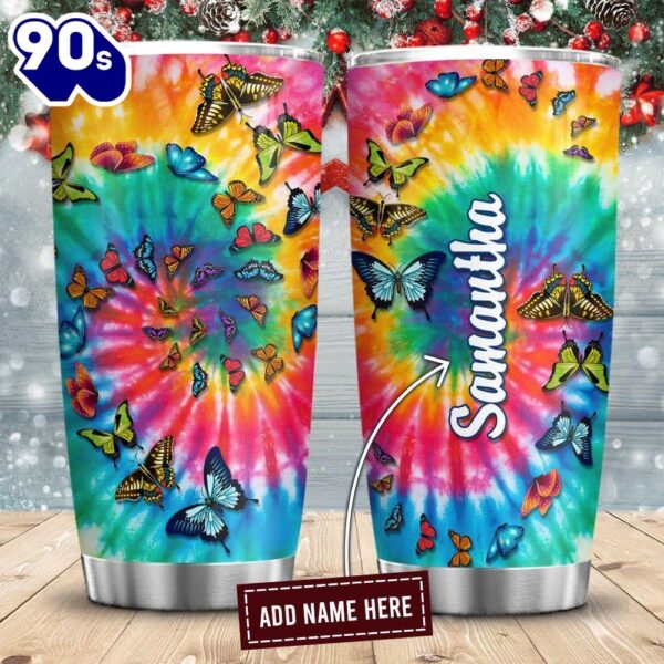 Butterfly Tie Dye Hippie Personalized Tumbler