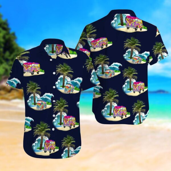 Camping Van Car Tropical Hippie Hawaiian Shirt – Beachwear For Men – Gifts For Young Adults