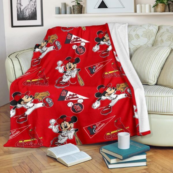 Cardinals Mickey Fleece Blanket For Baseball  Fans