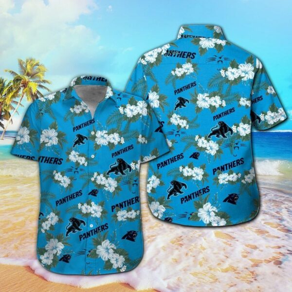 Carolina Panthers Short Sleeve Button Up Tropical Hawaiian Shirt