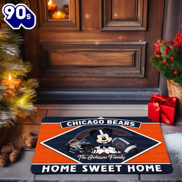 Chicago Bears Doormat Custom Your Family Name Sport Team And Mickey Mouse NFL Doormat