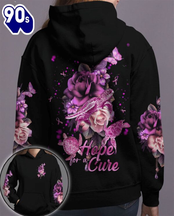 Christian 3D All Over Print Shirts Breast Cancer Awareness Hope For A Cure Rose Turtle