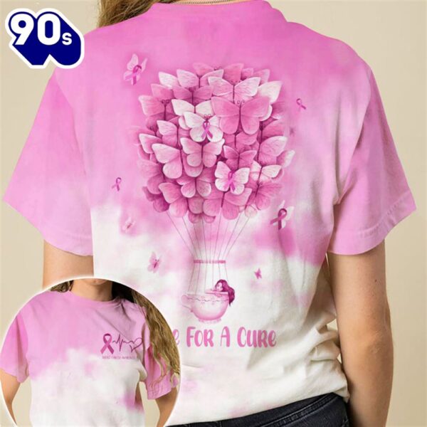 Christian 3D All Over Print Shirts Hope For A Cure Butterfly Breast Cancer Awareness