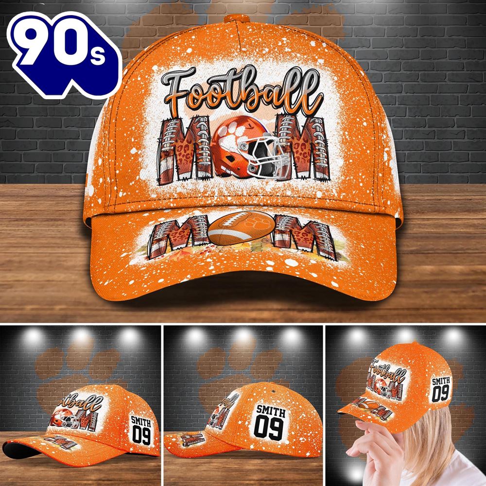 Clemson Tigers Bleached Cap Custom Your Name And Number NCAA Cap