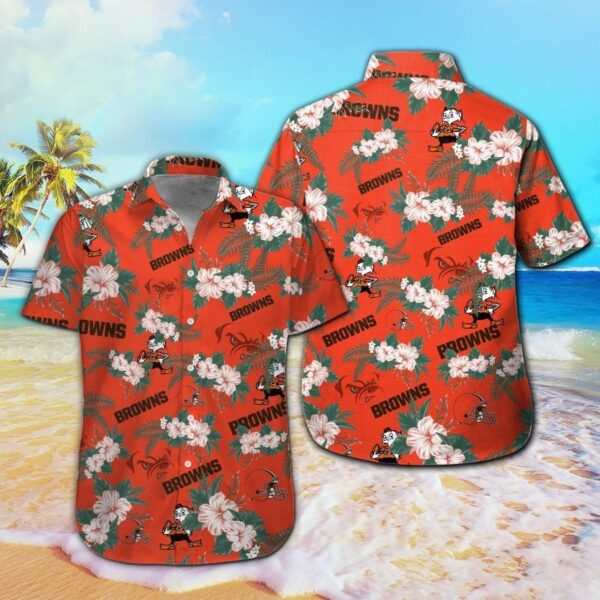 Cleveland Browns Short Sleeve Button Up Tropical Hawaiian Shirt