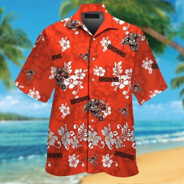 Cleveland Browns Short Sleeve Button Up Tropical Hawaiian Shirt VER026