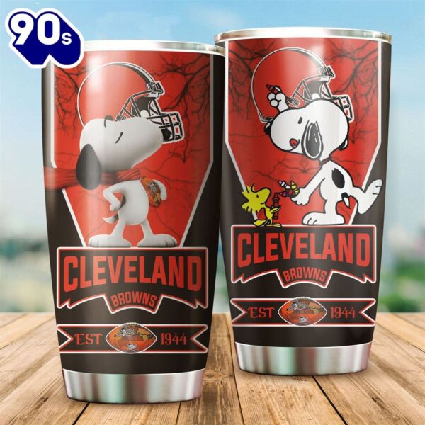 Cleveland Browns Snoopy All Over Print 3D Tumbler-TPH