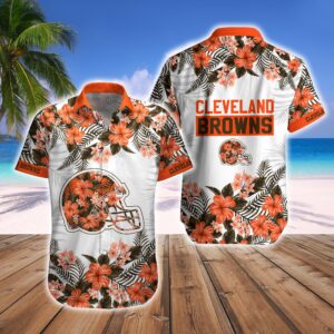 Cleveland Browns Tropical Hawaiian Fan Shirt Shorts Dawg Pound Set