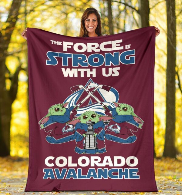 Colorado Avalanche Baby Yoda Fleece Blanket The Force Strong