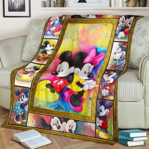 Colorful Mickey & Minnie Fleece Blanket Gift Idea Fans