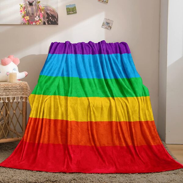 Colorful Stripes Rainbow Blanket Lgbt, Rainbow Fleece Soft Lightweight Big Blanket For Lgbt