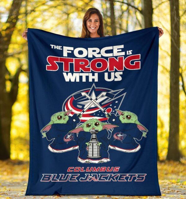 Columbus Blue Jackets Fleece Blanket Baby Yoda The Force Is Strong