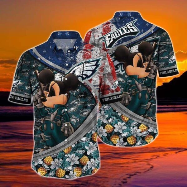 Cool Disney Mickey Mouse Philadelphia Eagles NFL  Disney Hawaiian Shirt