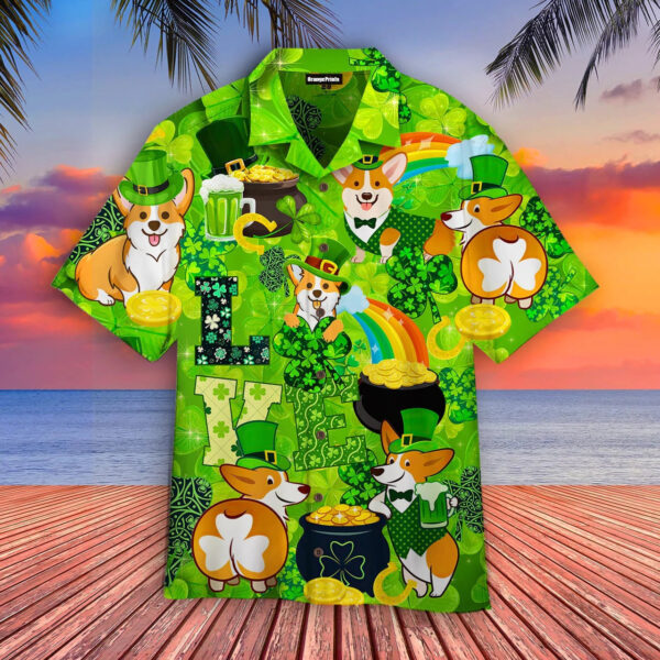 Corgi Happy Saint Patrick’s Day Aloha Hawaiian Shirts