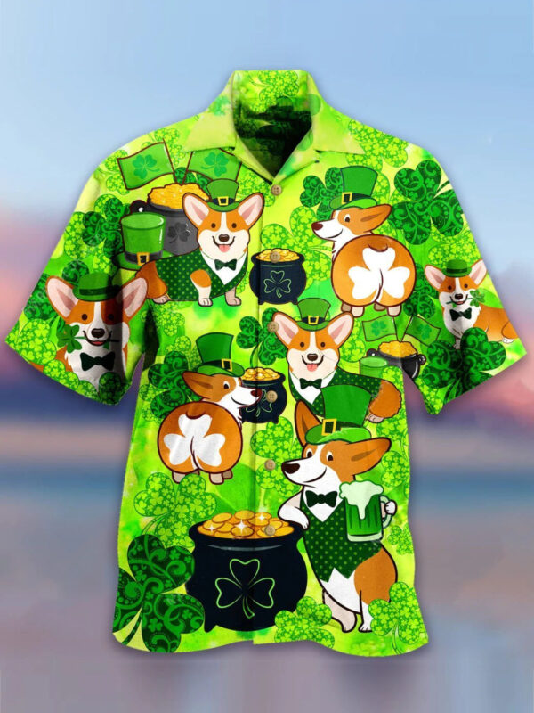 Corgi Patrick’s Day Aloha Hawaiian Shirts