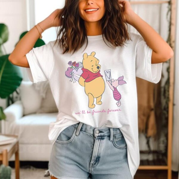 Cute Winnie The Pooh Piglet Valentine’s Day Friends Forever T-Shirt