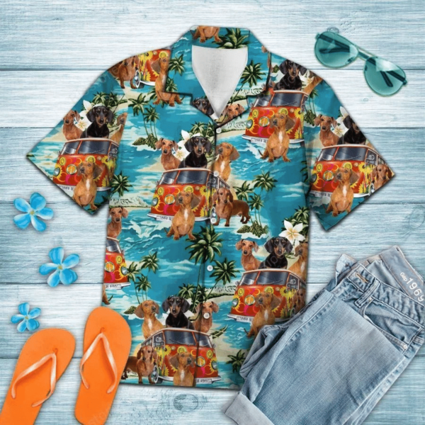 Dachshund Summer Hippie Hawaiian Shirt – Beachwear For Men – Gifts For Young Adults