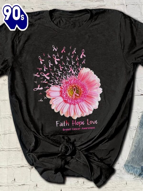 Daisy Flower Faith Hope Love – Breast Cancer Awareness Shirt