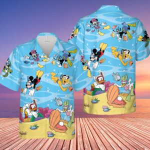 Disney Dive Mickey And Minnie Mouse Hawaiian Summer Shirt
