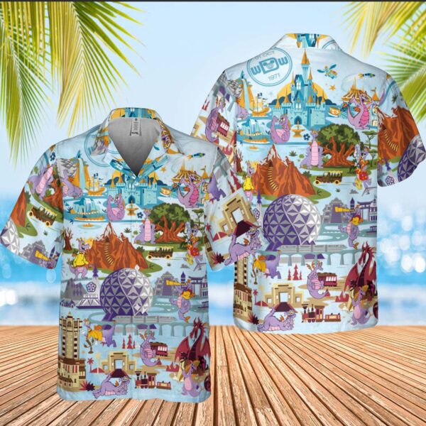 Disney Figment Funny Hawaiian Set Epcot Shirt