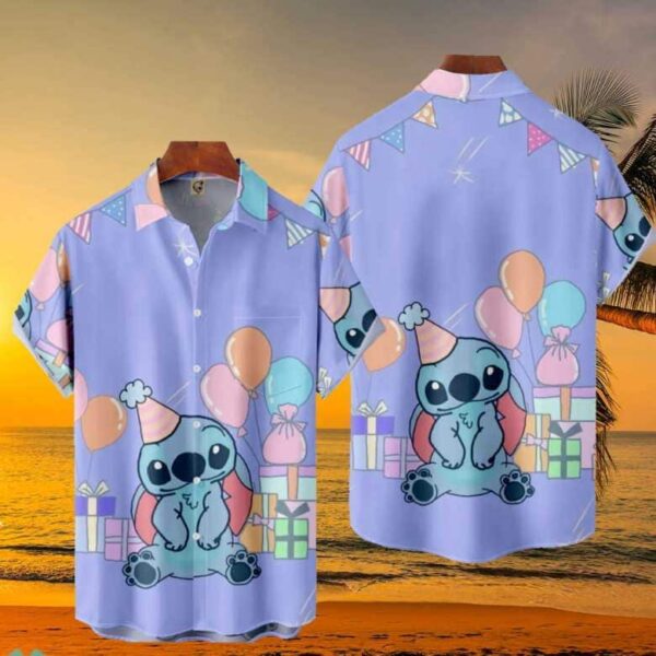 Disney Hawaiian Shirt Summer Beach Birthday Stitch Disney Purple Aloha Button Up Shirt