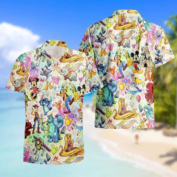 Disney Hawaiian Shirt Summer Beach Disney Characters Aloha Button Up Shirt