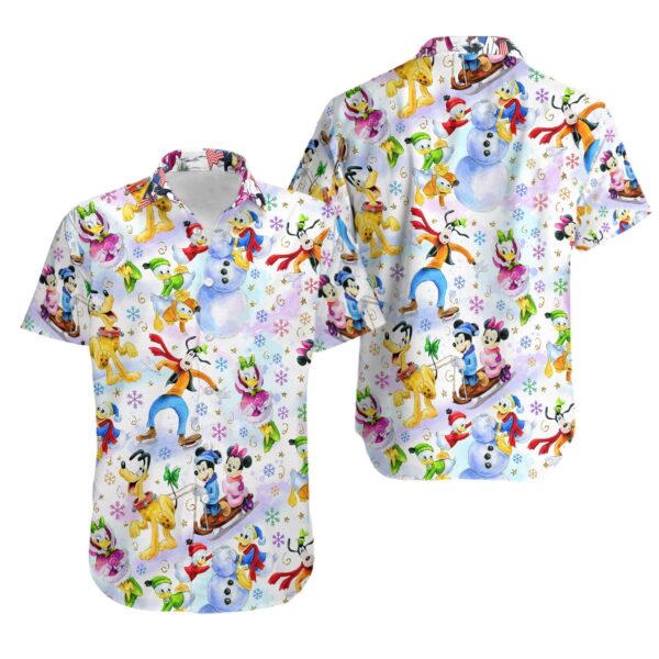 Disney Hawaiian Shirt Summer Beach Disney Characters Collection Aloha Button Up Shirt