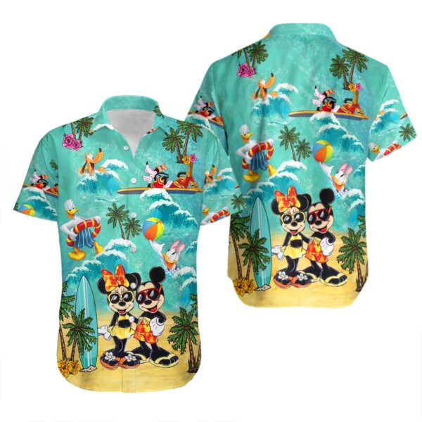 Disney Hawaiian Shirt Summer Beach Disney Mickey And Minnie On Beach Aloha Button Up Shirt